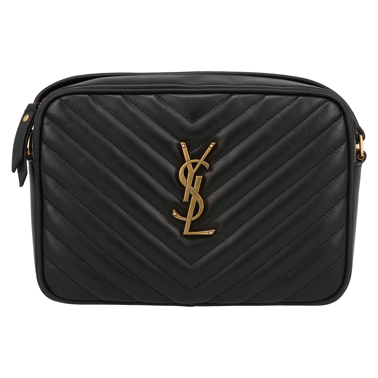 Saint Laurent  Lou Sac Caméra shoulder bag  in black quilted leather - Detail D2