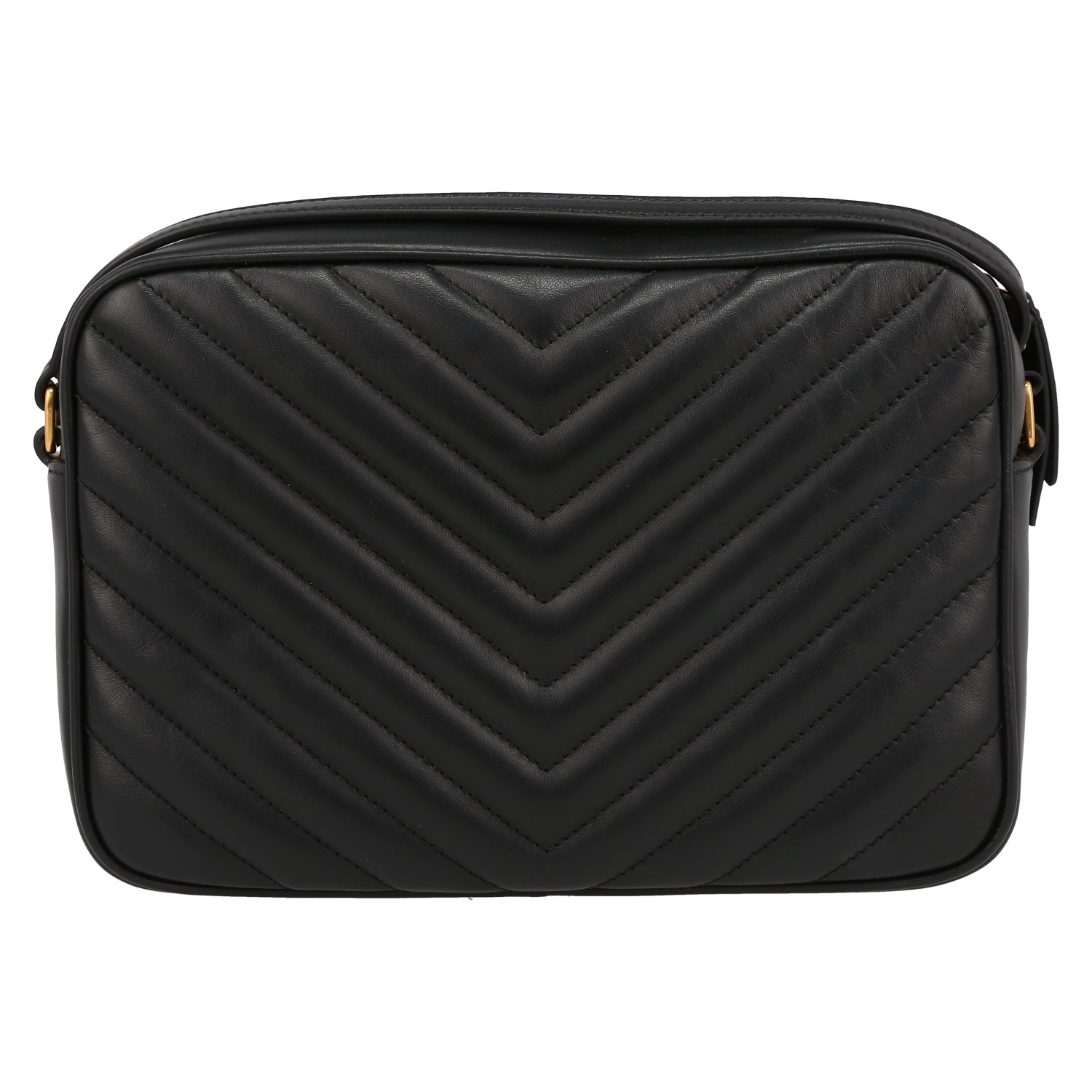 Bolso bandolera Saint Laurent  Lou Sac Caméra en cuero acolchado negro - Detail D7