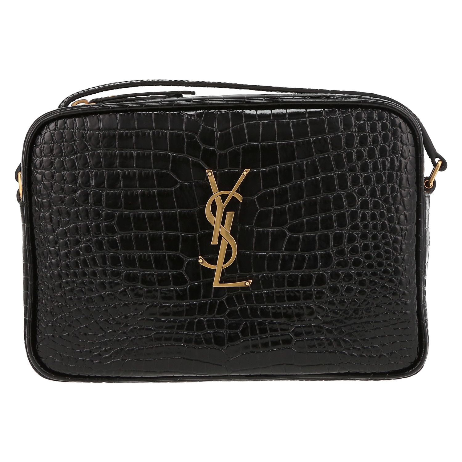 Saint Laurent Lou Sac Caméra shoulder bag in black leather - Detail D2