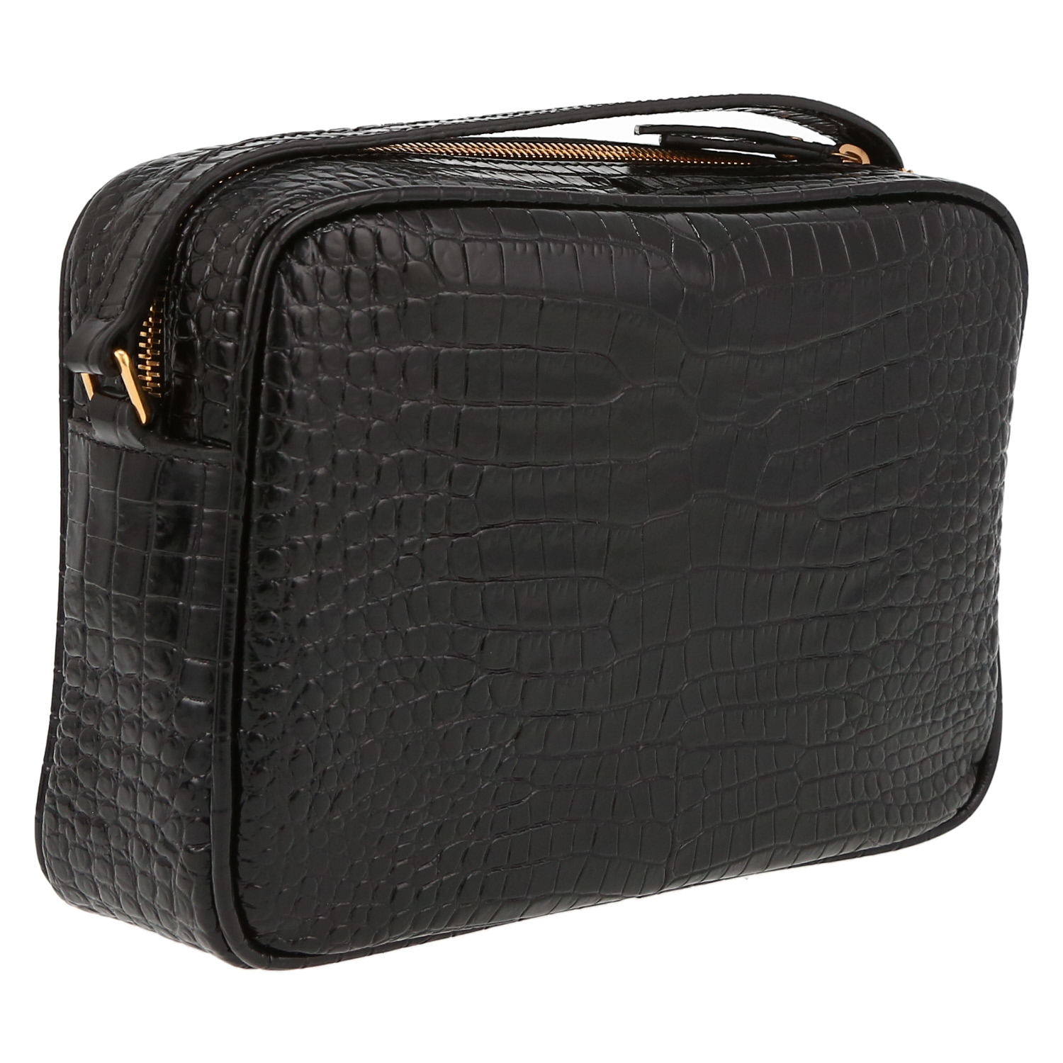 Saint Laurent Lou Sac Caméra shoulder bag in black leather - Detail D6