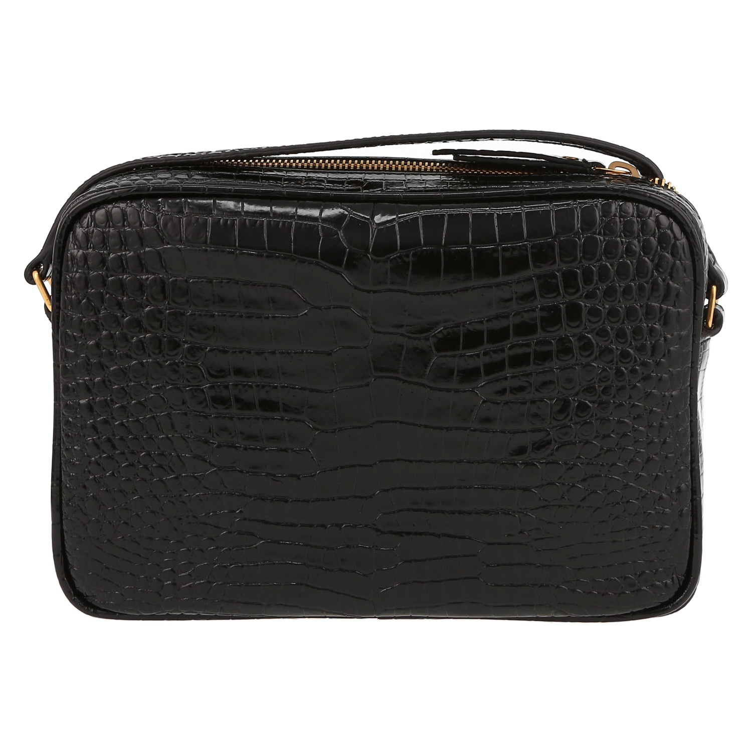 Saint Laurent Lou Sac Caméra shoulder bag in black leather - Detail D7