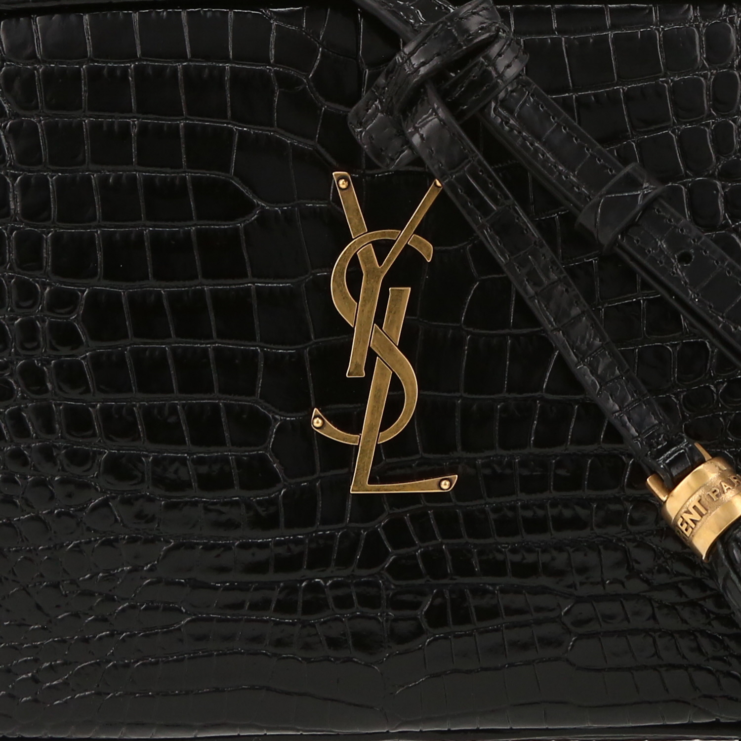 Bolso bandolera Saint Laurent  Lou Sac Caméra en cuero negro - Detail D1