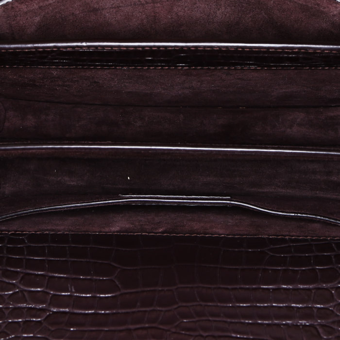 Saint Laurent  Sunset medium model  handbag  in brown leather - Detail D3