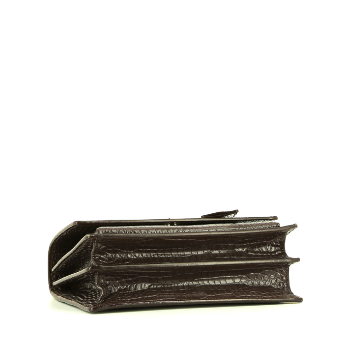 Saint Laurent  Sunset medium model  handbag  in brown leather - Detail D5