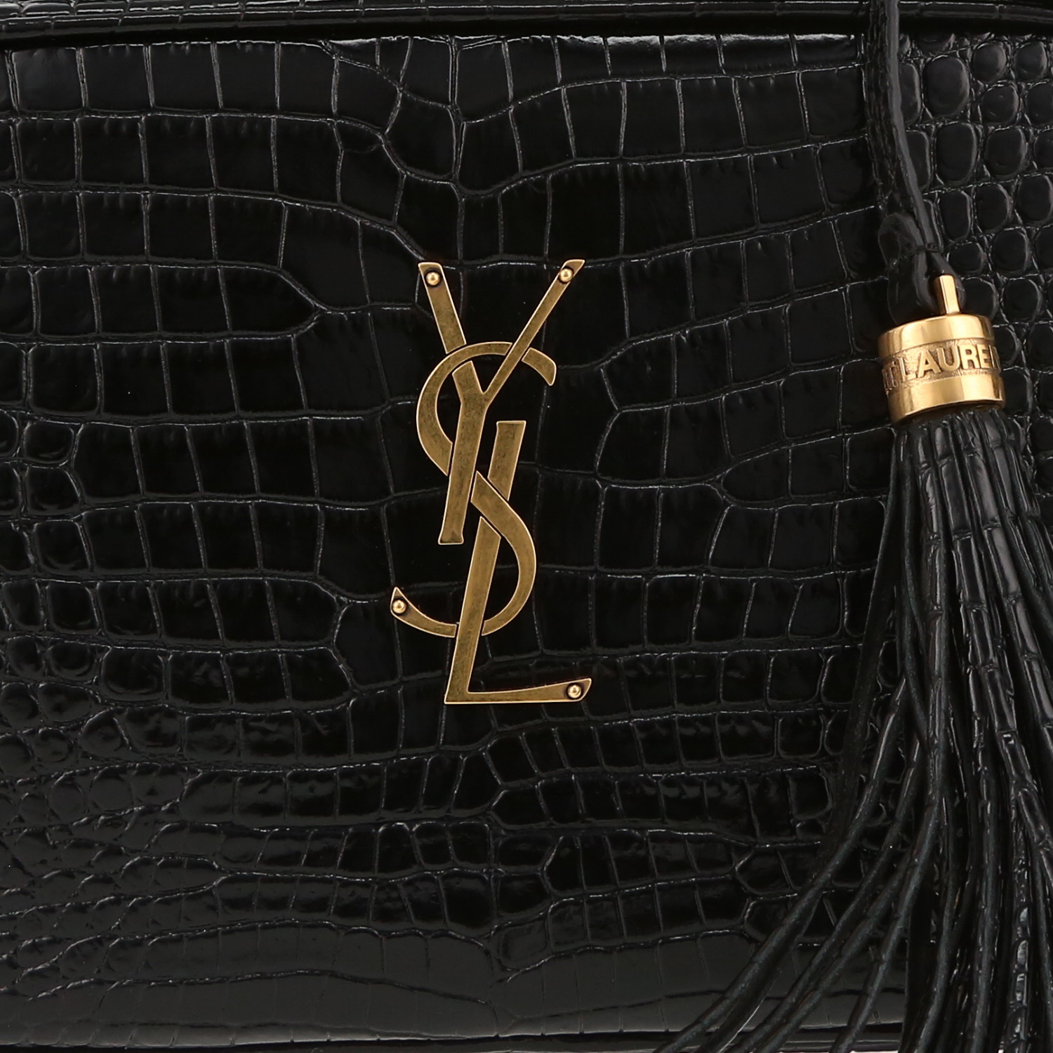Saint Laurent  Lou Sac Caméra shoulder bag  in black leather - Detail D1