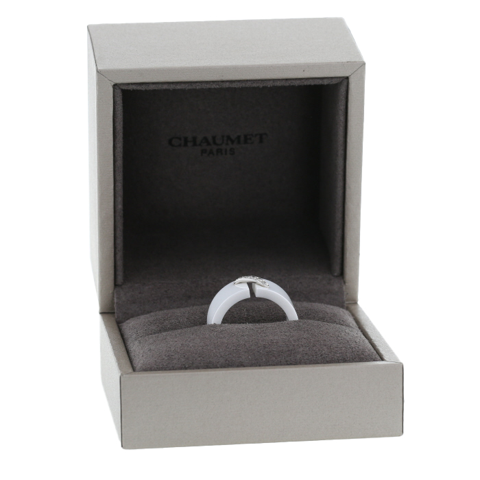 Anello Chaumet Lien in oro bianco, diamanti e ceramica - Detail D2