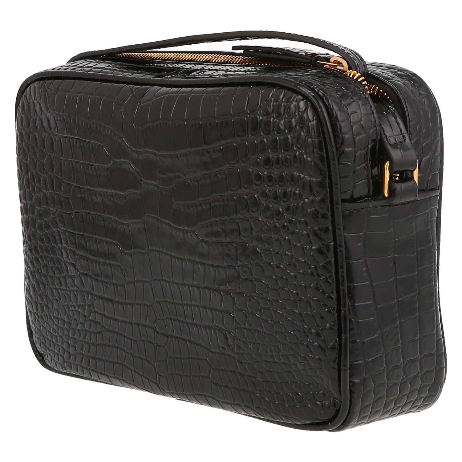 Saint Laurent  Lou Sac Caméra shoulder bag  in black leather - Detail D5