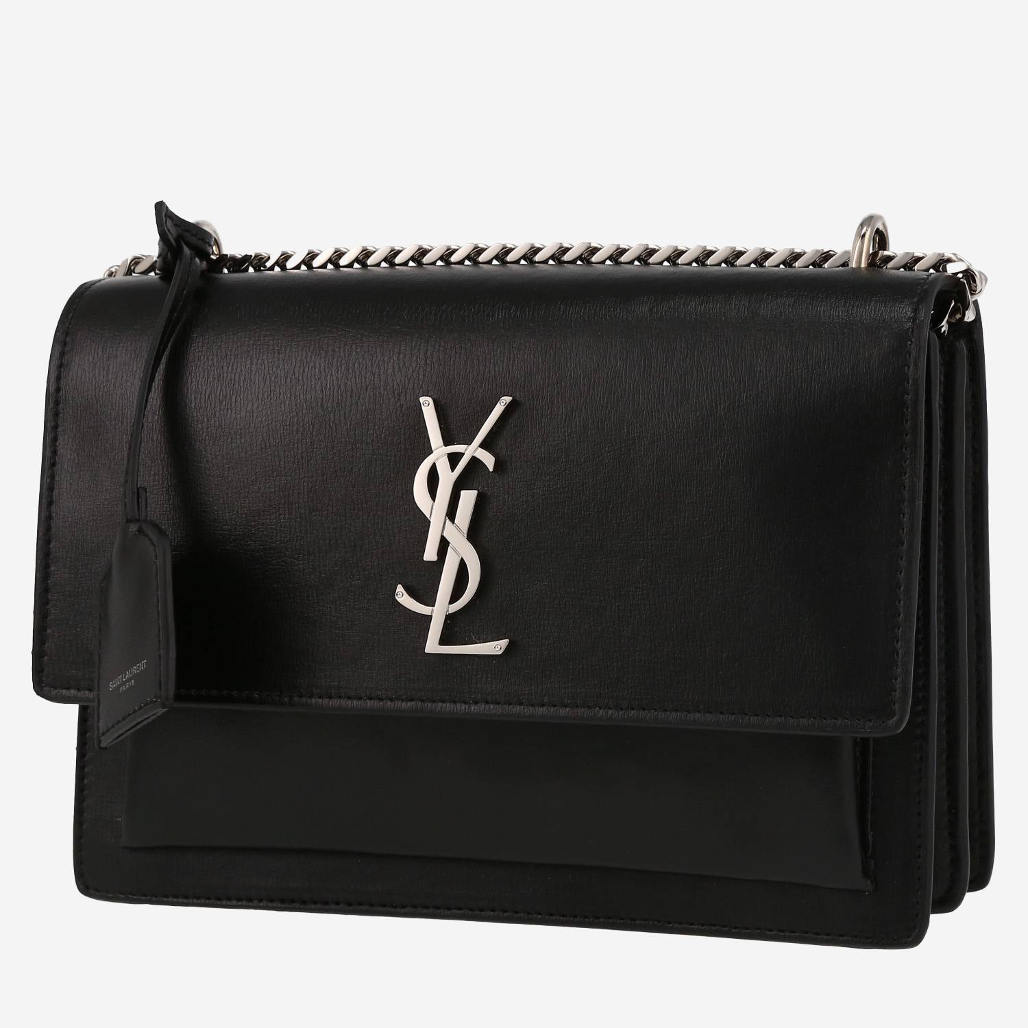 Sac bandoulière Saint Laurent  Sunset moyen modèle  en cuir noir