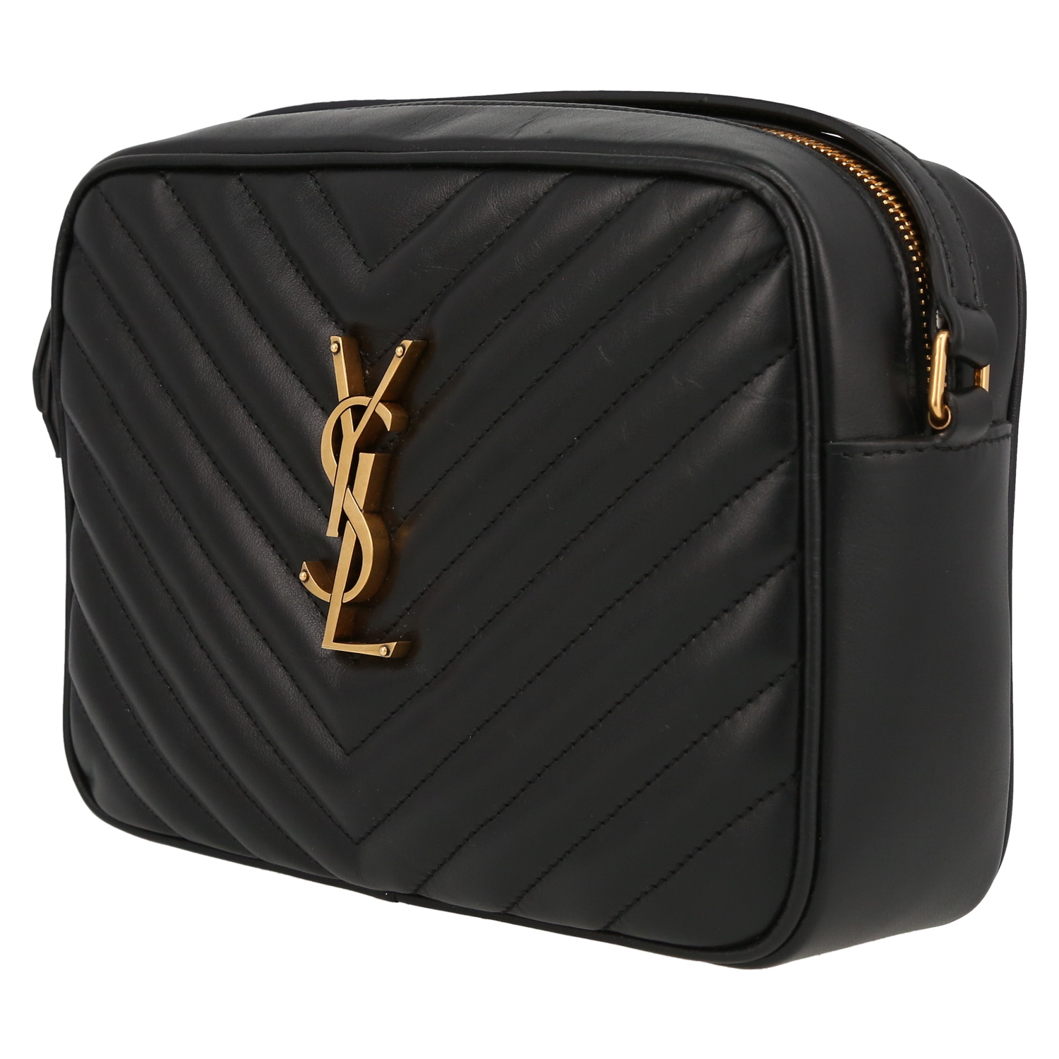 Borsa a tracolla Saint Laurent  Lou Sac Caméra in pelle trapuntata nera - Detail D3