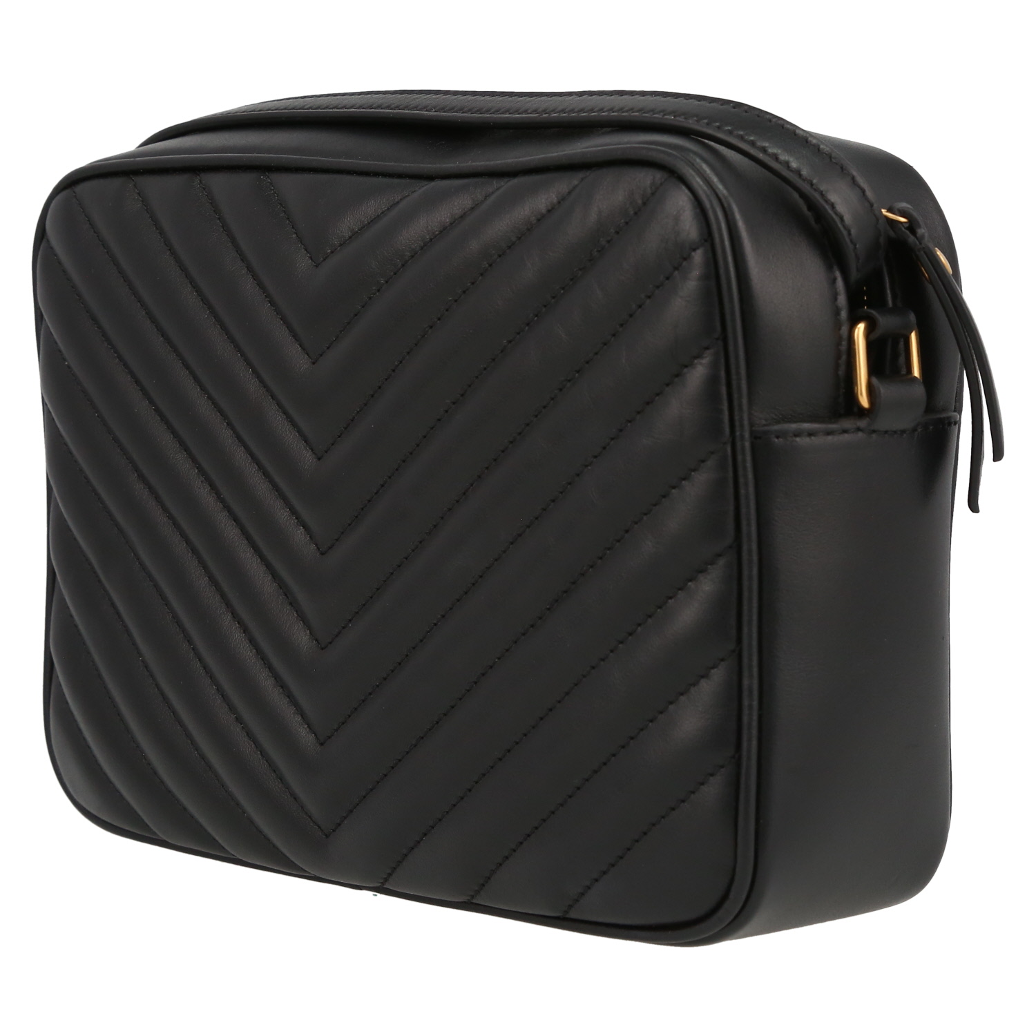 Saint Laurent  Lou Sac Caméra shoulder bag  in black quilted leather - Detail D5
