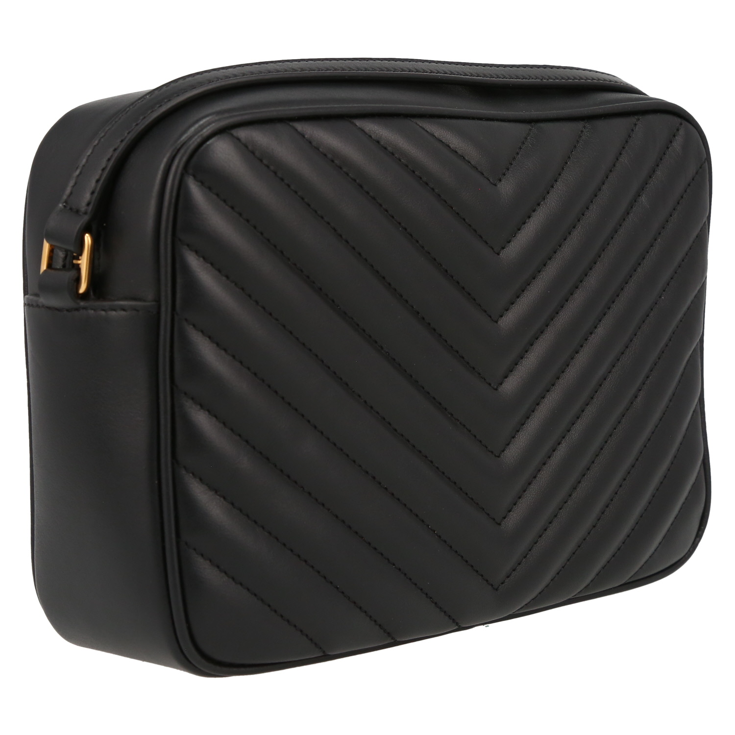 Bolso bandolera Saint Laurent  Lou Sac Caméra en cuero acolchado negro - Detail D6