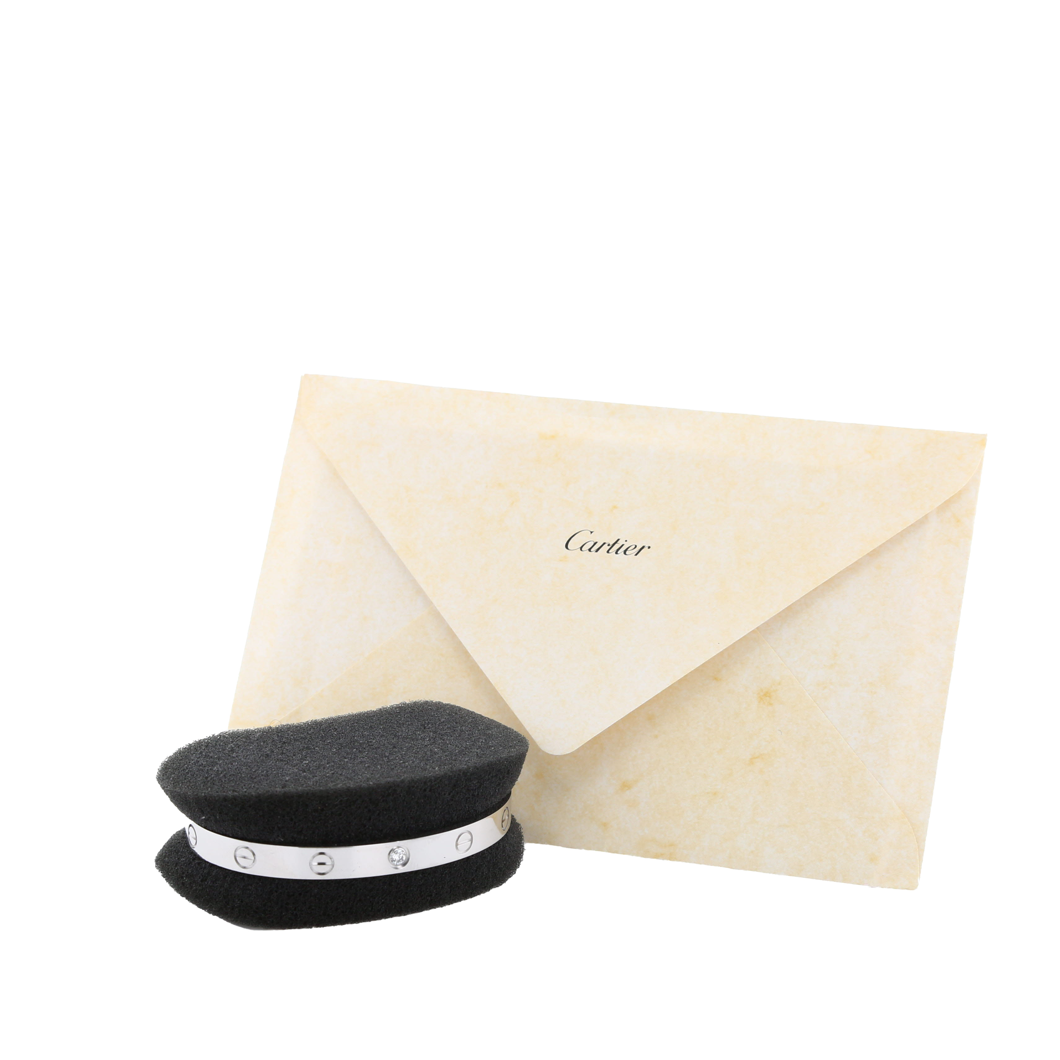 Bracciale Cartier Love ouvert in oro bianco e diamante - Detail D2