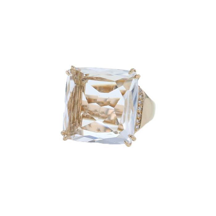 Anello H. Stern  in oro bianco, cristallo di rocca e diamanti - 00pp