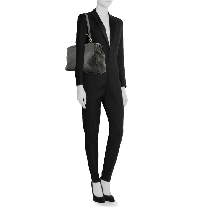 Borsa Fendi  Peekaboo in pelle blu marino - Detail D2