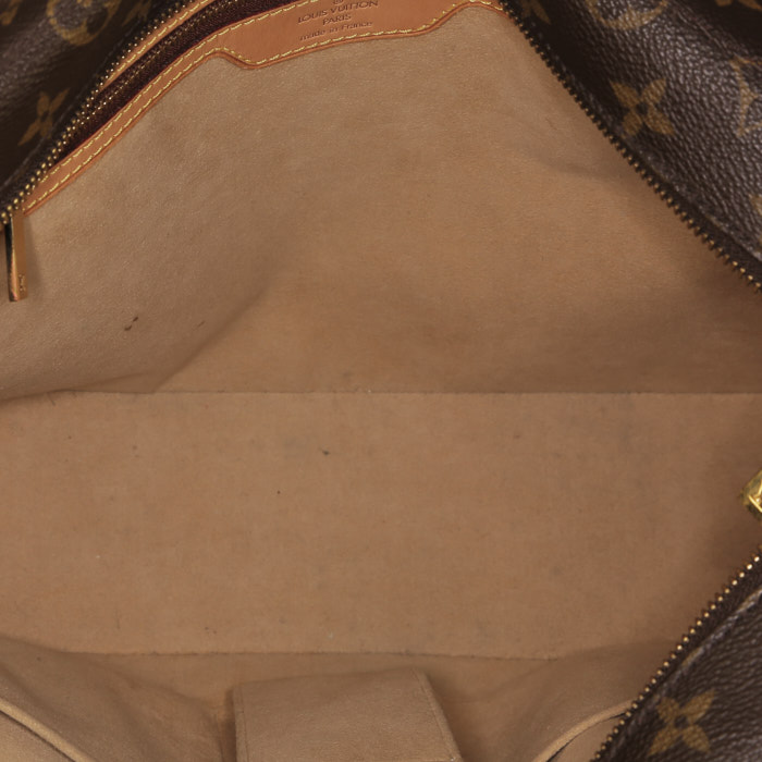 Sac cabas Louis Vuitton Luco en toile monogram marron et cuir naturel - Detail D2