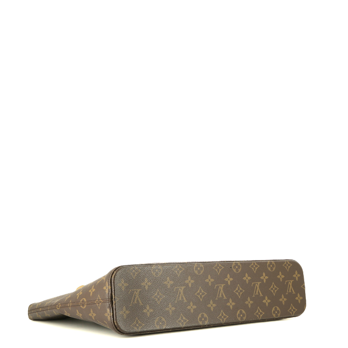 Sac cabas Louis Vuitton Luco en toile monogram marron et cuir naturel - Detail D4