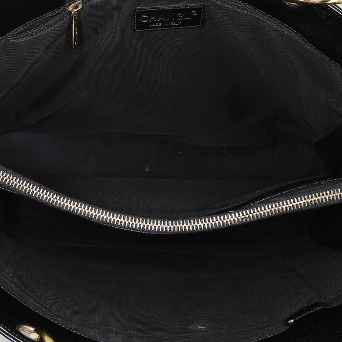 Shopping bag Chanel  Shopping GST in pelle martellata e trapuntata nera - Detail D2