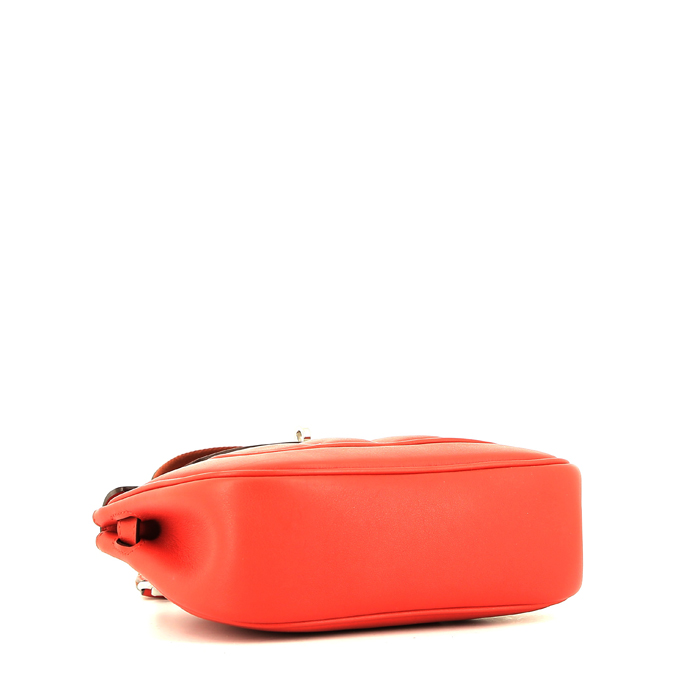 Bolso de mano Hermès Berline en cuero swift rojo - Detail D4