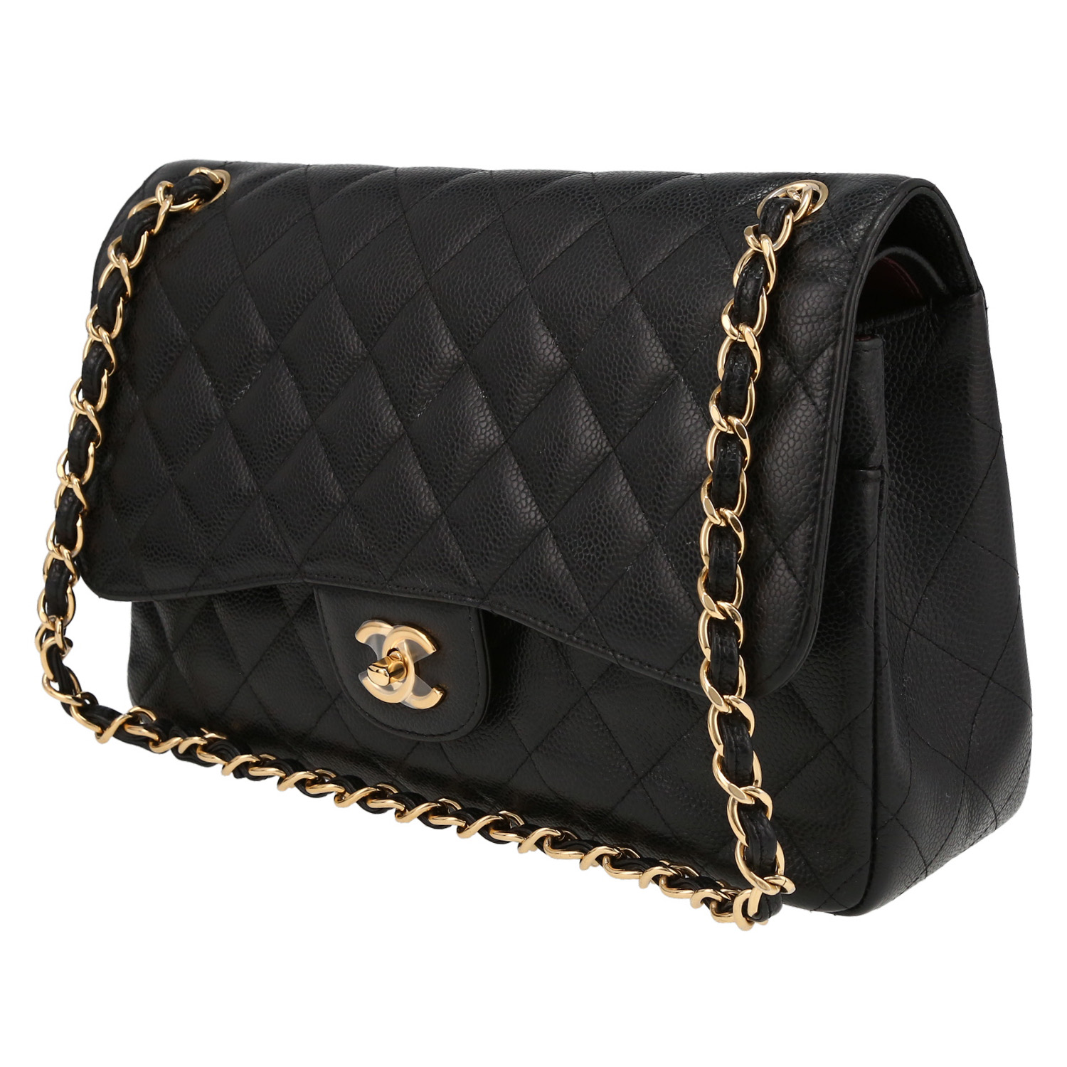 Borsa a tracolla Chanel  Timeless Jumbo in pelle martellata e trapuntata nera - Detail D3