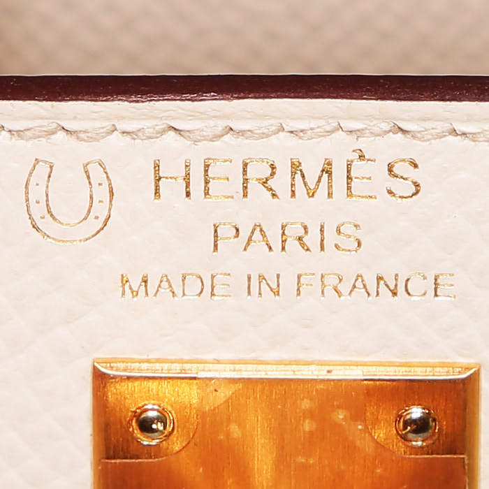 Sac à main Hermès  Kelly 25 cm en cuir epsom Craie et Trench - Detail D4