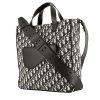 Dior  Saddle shopping bag  in black monogram canvas Oblique  and black leather - 00pp thumbnail