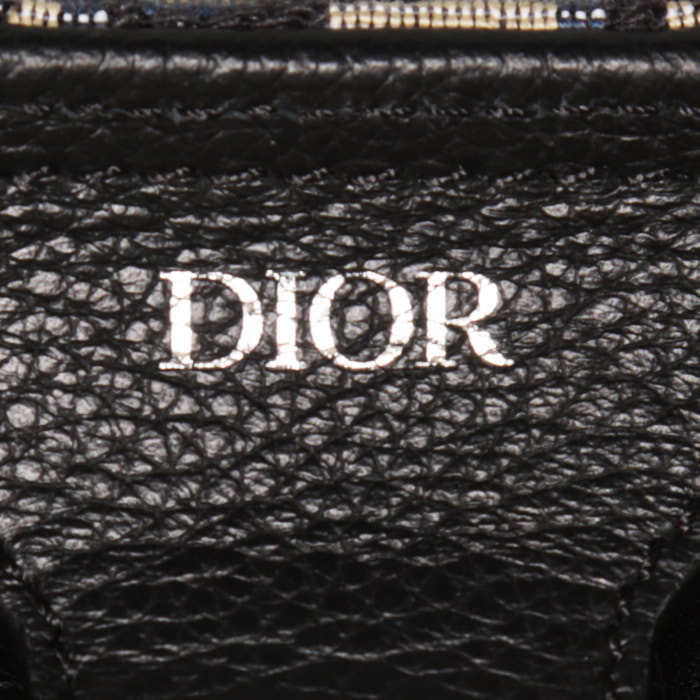 Shopping bag Dior  Saddle in tessuto a monogramma Oblique nero e pelle nera - Detail D4