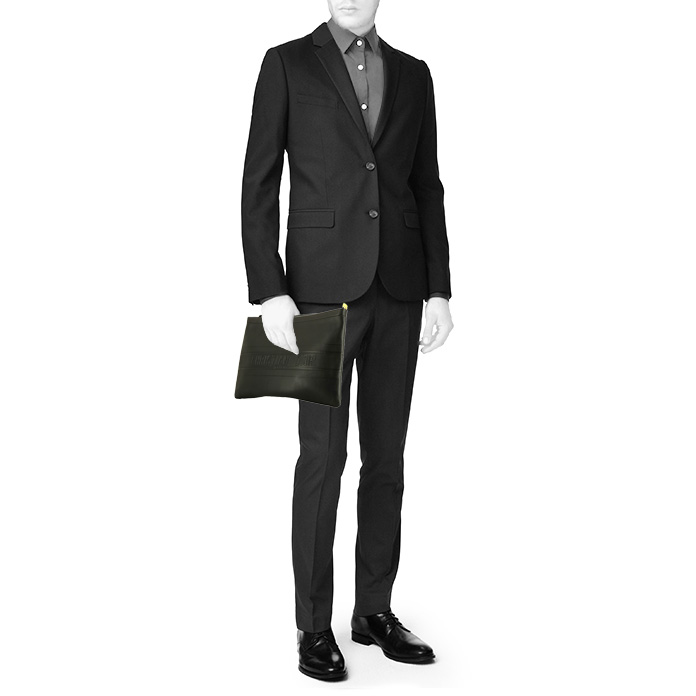 Pochette Dior   en cuir noir - Detail D1