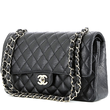 Borsa Chanel  Timeless Classic in pelle martellata e trapuntata blu marino