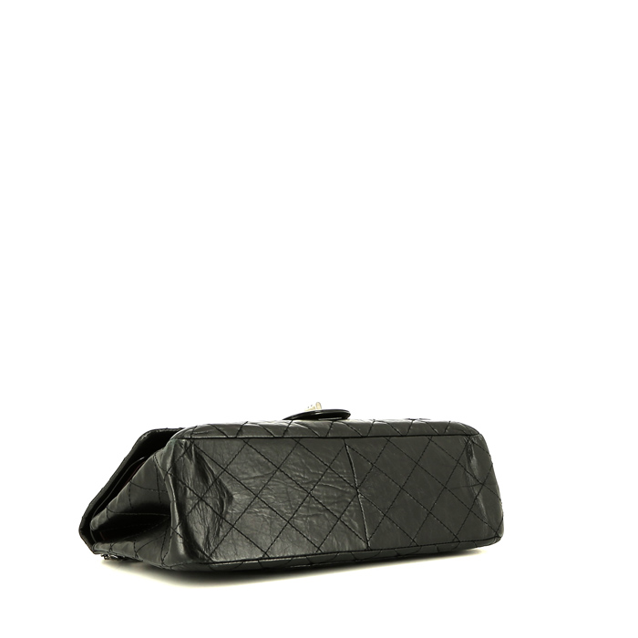 Borsa Chanel  Chanel 2.55 modello grande  in pelle trapuntata nera - Detail D5