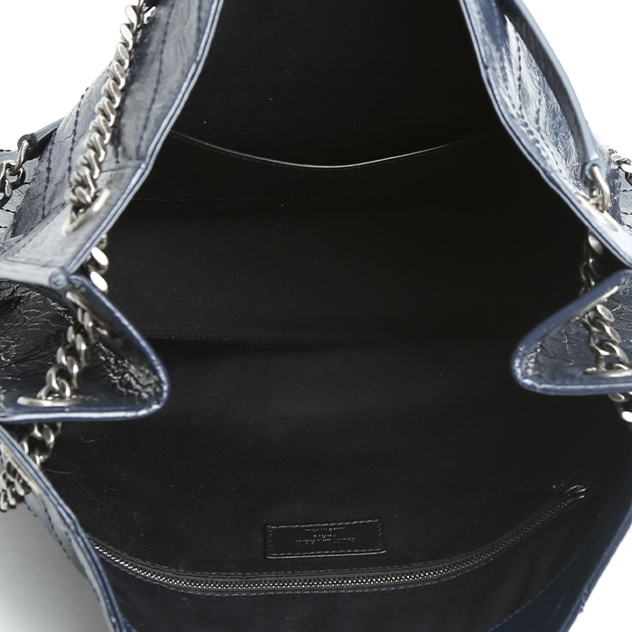 Sac cabas Saint Laurent  Niki en cuir bleu-marine - Detail D2