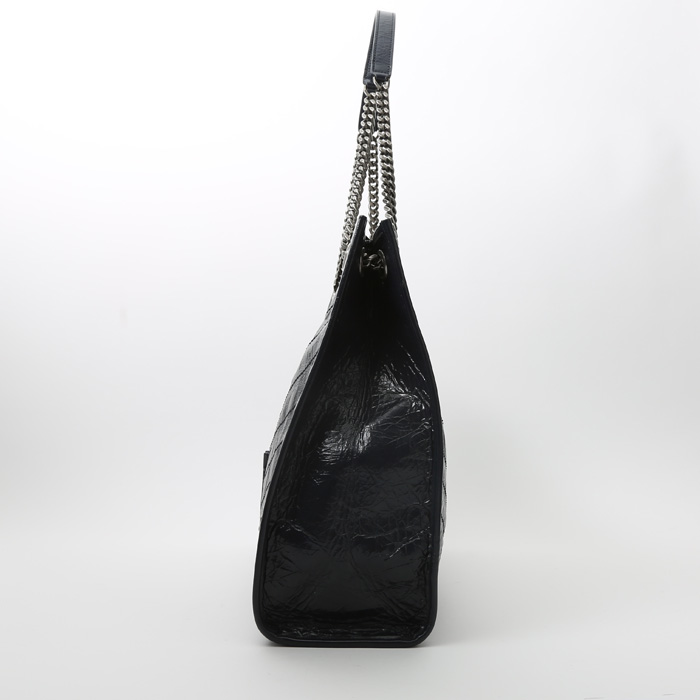 Sac cabas Saint Laurent  Niki en cuir bleu-marine - Detail D5