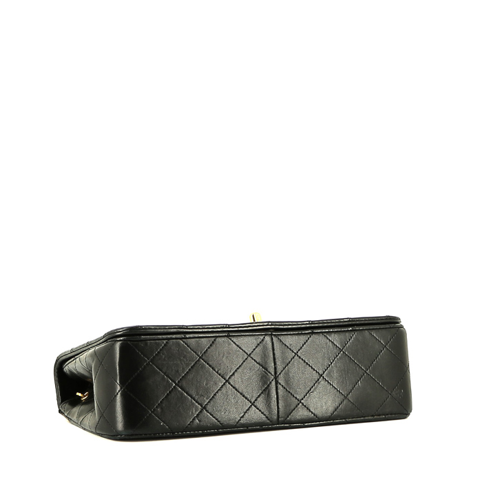 Sac bandoulière Chanel  Mademoiselle en cuir matelassé noir - Detail D4