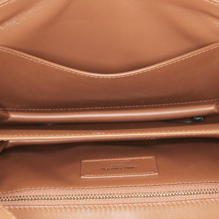 Sac bandoulière Saint Laurent  Satchel en cuir marron - Detail D2