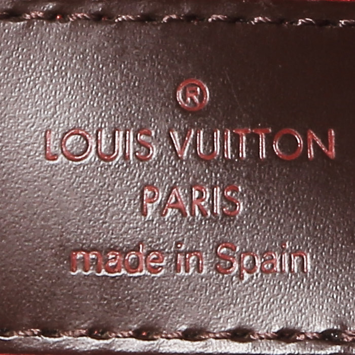 Borsa Louis Vuitton  Ribera in tela cerata con motivo a scacchi ebano e pelle marrone - Detail D3