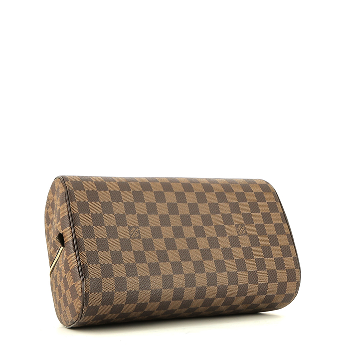 Sac à main Louis Vuitton  Ribera en toile damier enduite ébène et cuir marron - Detail D4