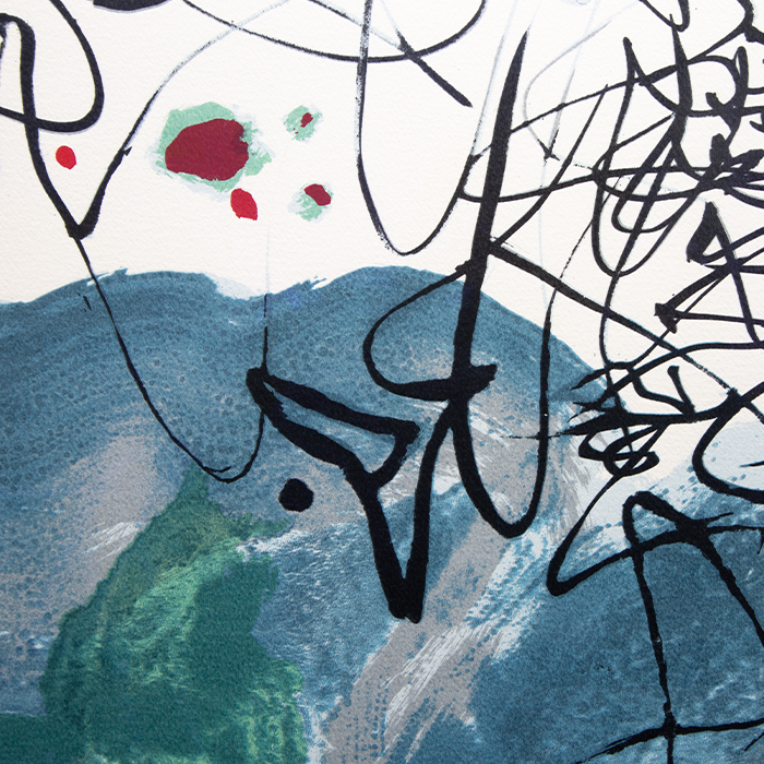 Chu Teh-Chun, "La paix universelle", lithograph in colors on paper, signed, numbered and framed, of 1988 - Detail D1