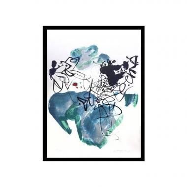 Chu Teh-Chun, "La paix universelle", lithographie en couleurs sur papier, signée, numérotée et encadrée,1988