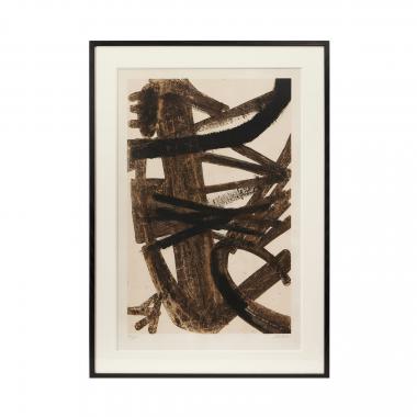 Pierre Soulages, «Antagonismes», lithographie sur papier, signée, numérotée et encadrée, de 1960