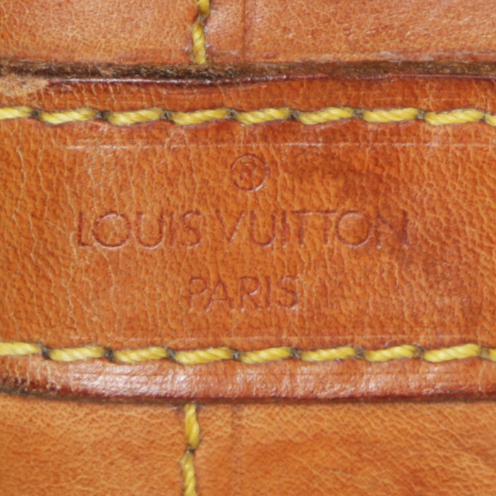 Sac cabas Louis Vuitton  Noé en toile monogram marron et cuir naturel - Detail D3