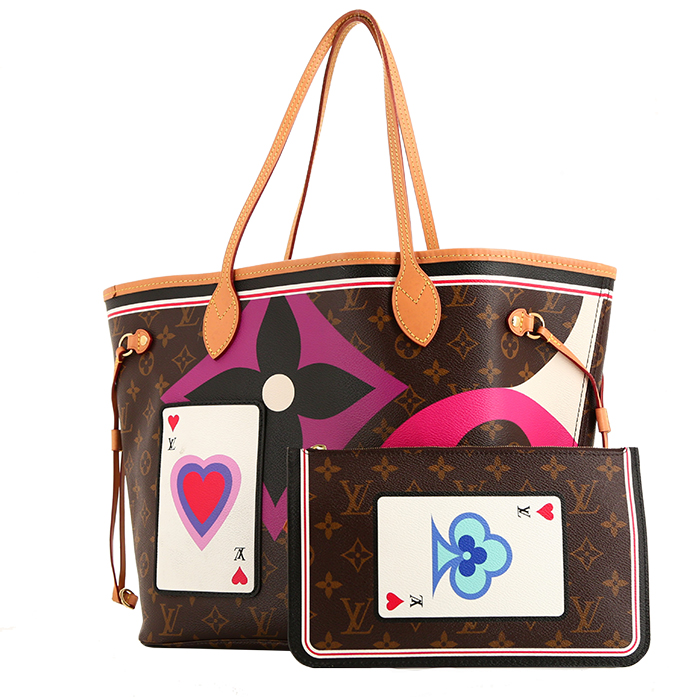 Louis Vuitton  Neverfull Editions Limitées shopping bag  in brown monogram canvas  and natural leather - Detail D2