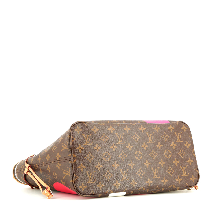 Louis Vuitton  Neverfull Editions Limitées shopping bag  in brown monogram canvas  and natural leather - Detail D5
