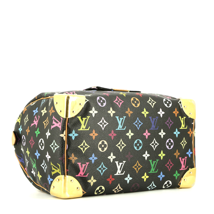 Louis Vuitton  Speedy Editions Limitées handbag  in multicolor monogram canvas  and natural leather - Detail D4