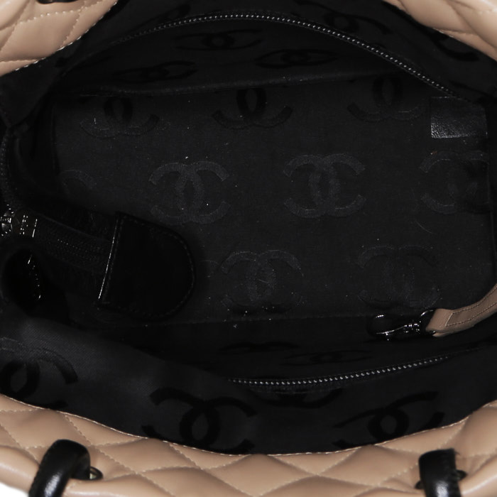 Borsa Chanel  Cambon in pelle trapuntata beige e nera - Detail D2