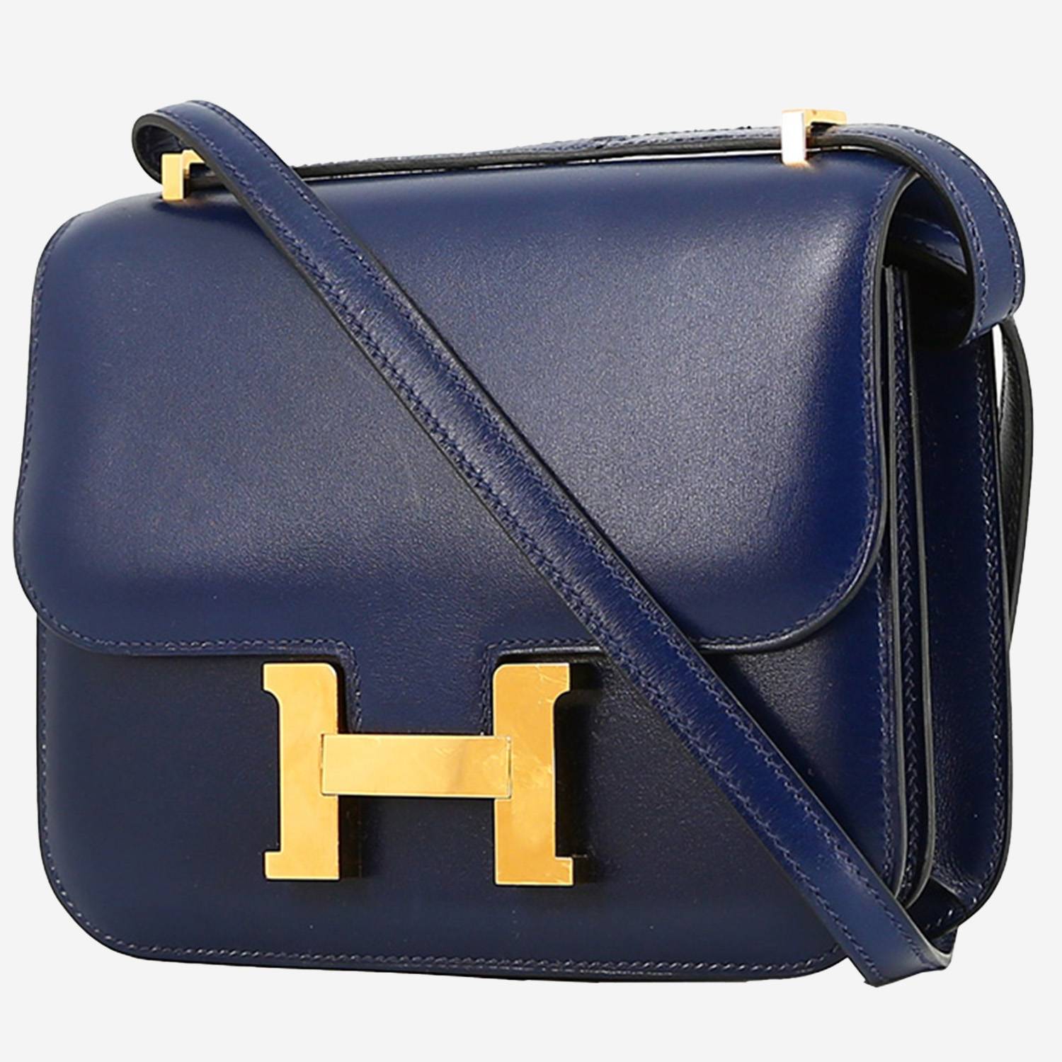 Bolso bandolera Hermès  Constance en cuero box azul Zafiro