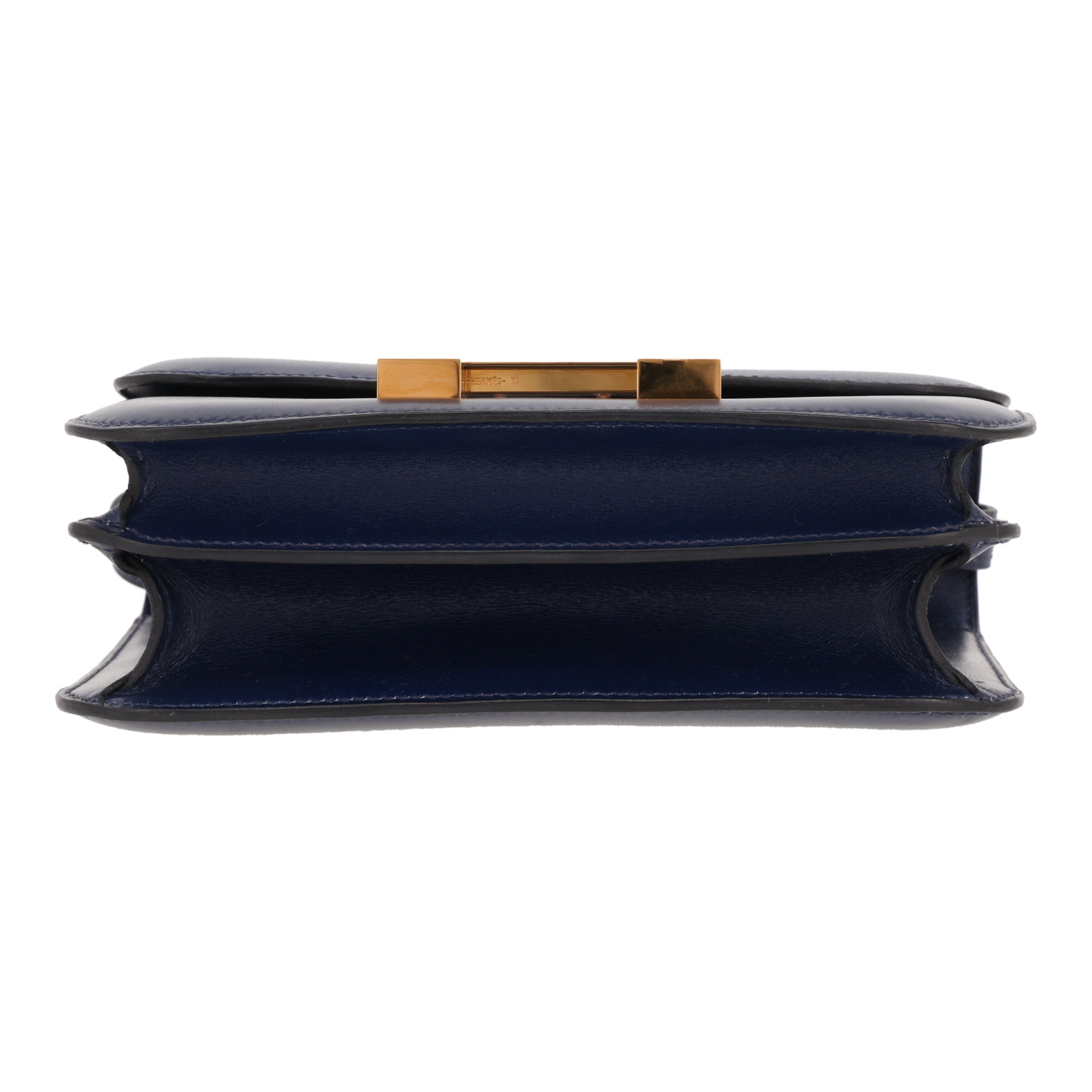 Sac bandoulière Hermès  Constance 18 cm en cuir box Bleu Saphir - Detail D1