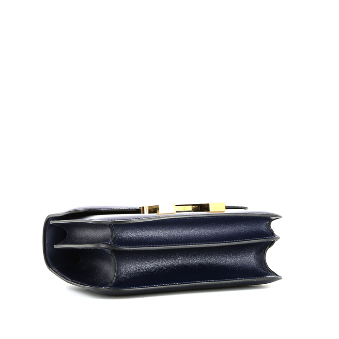Hermès  Constance shoulder bag  in Sapphire Blue box leather - Detail D5
