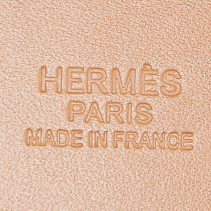 Bolsa de viaje Hermès  Herbag en lona beige y cuero natural - Detail D4