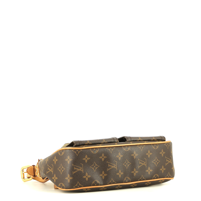 Louis Vuitton  Hudson large model  shoulder bag  in brown monogram canvas  and natural leather - Detail D4