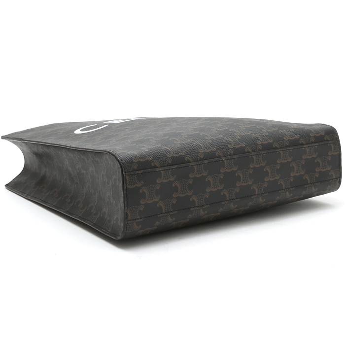 Celine  Vertical handbag  in brown logo canvas  and natural leather - Detail D4