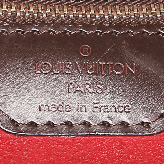 Sac cabas Louis Vuitton Hampstead en toile damier ébène et cuir marron - Detail D3